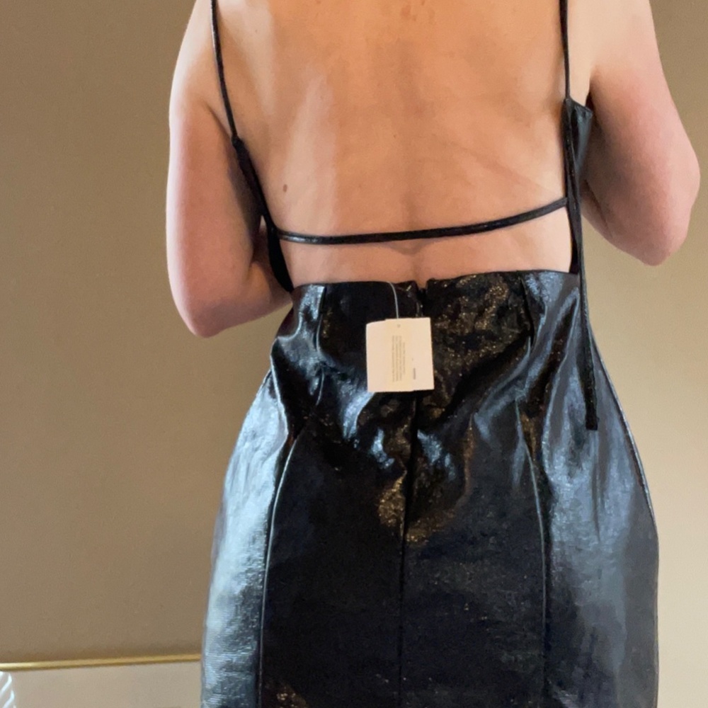 NWT Black Topshop Faux Leather mini dress, Size 6 - Picture 7 of 12